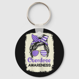 Overdosis Awareness Day 2022 Paarse lint 1 Sleutelhanger
