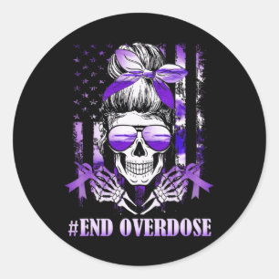 Overdosis Awareness Day Amerikaanse vlag schedeloo Ronde Sticker