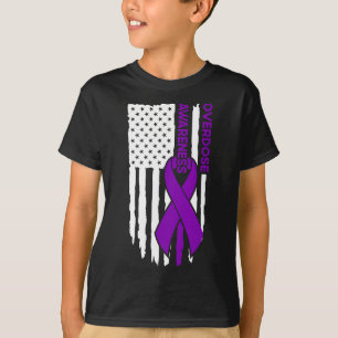 Overdosis Awareness Flag Paarse lint T-shirt
