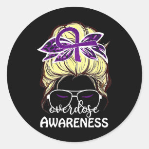Overdosis Awareness Outfit Messy Hair Bun Vrouwen Ronde Sticker