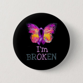 Overdosis Bewustheid Butterfly Paars Ribbon Ik ben Ronde Button 5,7 Cm