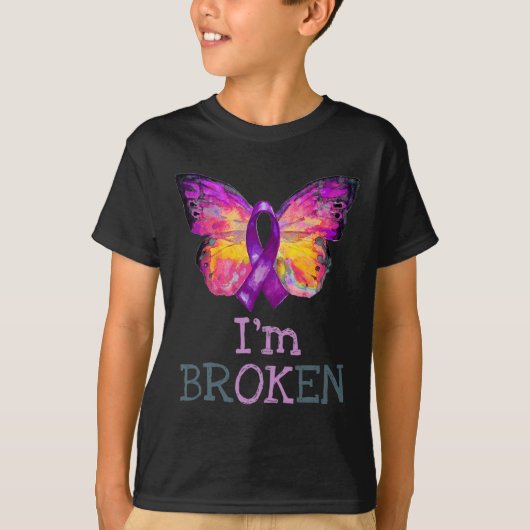 Overdosis Bewustheid Butterfly Paars Ribbon Ik ben T-shirt (Voorkant)