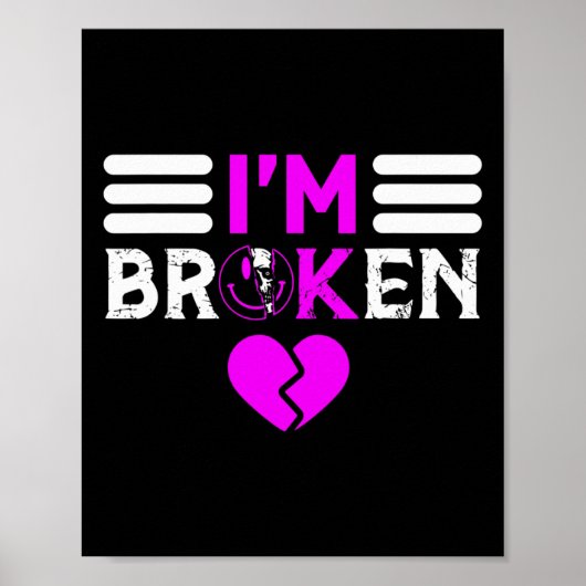 Overdosis bewustzijn Ik ben OK gebroken Paars lint Poster (Voorkant)