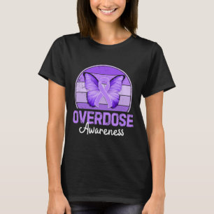 Overdosis Bewustzijn Maand Paarse Lint Vlinder T-shirt