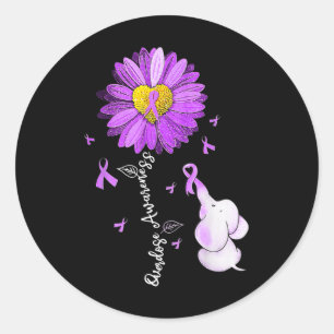 Overdosis Bewustzijn Maand Sunflower Lint Paars E Ronde Sticker