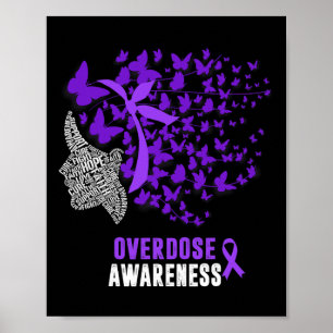 Overdosis Bewustzijn Maand Vlinder Paarse Lint W Poster