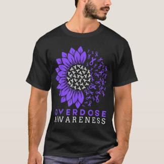 Overdosis Bewustzijn Maand Zonnebloemlint Paars T-shirt