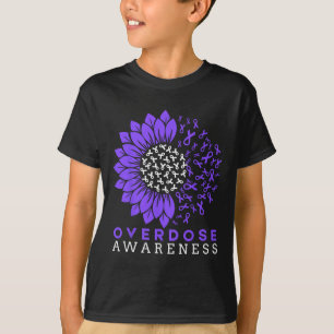 Overdosis Bewustzijn Maand Zonnebloemlint Paars  T-shirt