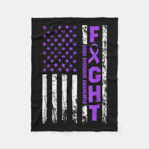 Overdosis bewustzijn Paarse lint Amerikaanse vlag Fleece Deken