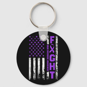 Overdosis bewustzijn Paarse lint Amerikaanse vlag  Sleutelhanger