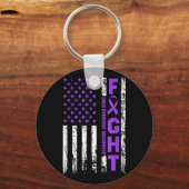 Overdosis bewustzijn Paarse lint Amerikaanse vlag  Sleutelhanger (Voorkant)