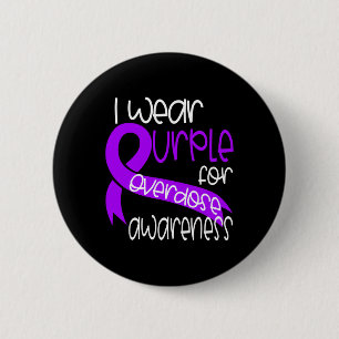 Overdosis bewustzijn paarse lint drugsverslaving 1 ronde button 5,7 cm