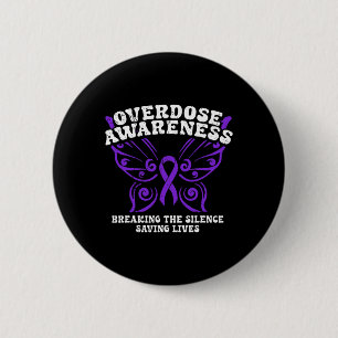 Overdosis Bewustzijn Paarse Lint Drugsverslaving 1 Ronde Button 5,7 Cm