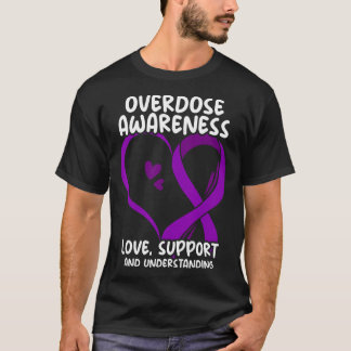 Overdosis bewustzijn paarse lint drugsverslaving 1 t-shirt