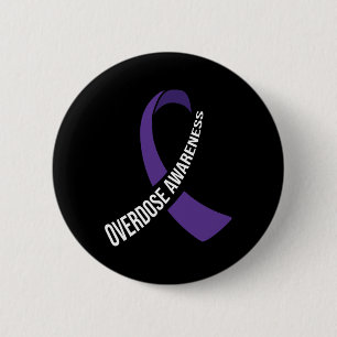 Overdosis bewustzijn paarse lint drugsverslaving 2 ronde button 5,7 cm