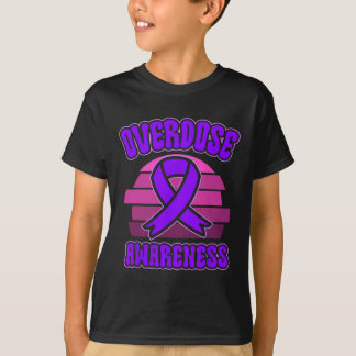 Overdosis bewustzijn paarse lint drugsverslaving 3 t-shirt
