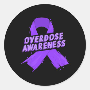 Overdosis bewustzijn Paarse Lint Drugsverslaving 5 Ronde Sticker