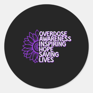 Overdosis Bewustzijn Paarse Lint Drugsverslaving 6 Ronde Sticker