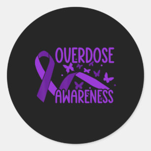 Overdosis Bewustzijn Paarse Lint Drugsverslaving 7 Ronde Sticker