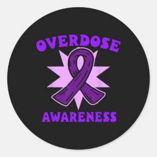 Overdosis Bewustzijn Paarse Lint Drugsverslaving 8 Ronde Sticker