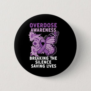 Overdosis Bewustzijn Paarse Lint Drugsverslaving 9 Ronde Button 5,7 Cm