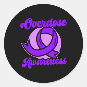 Overdosis Bewustzijn Paarse Lint Drugsverslaving 9 Ronde Sticker
