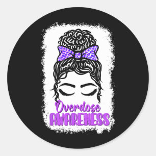 Overdosis Bewustzijn Paarse Lint Drugsverslaving 9 Ronde Sticker