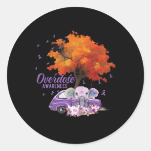 Overdosis Bewustzijn Paarse Lint Drugsverslaving 9 Ronde Sticker