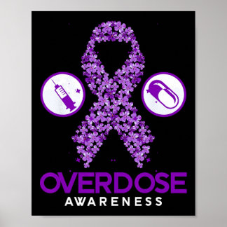 Overdosis Bewustzijn Paarse Lint Drugsverslaving A Poster