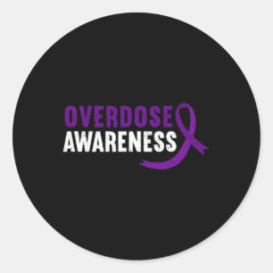 Overdosis Bewustzijn Paarse Lint Drugsverslaving H Ronde Sticker
