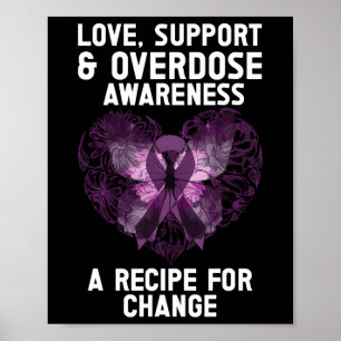 Overdosis bewustzijn Paarse Lint Drugsverslaving V Poster