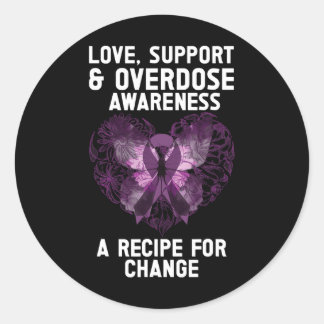 Overdosis Bewustzijn Paarse Lint Drugverslaving Bu Ronde Sticker