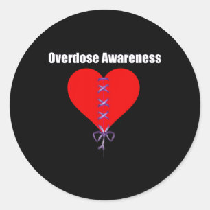 Overdosis Bewustzijn Paarse Lint Gebroken Hart Ver Ronde Sticker