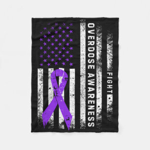 Overdosis bewustzijn paarse lint USA-vlag drugsver Fleece Deken