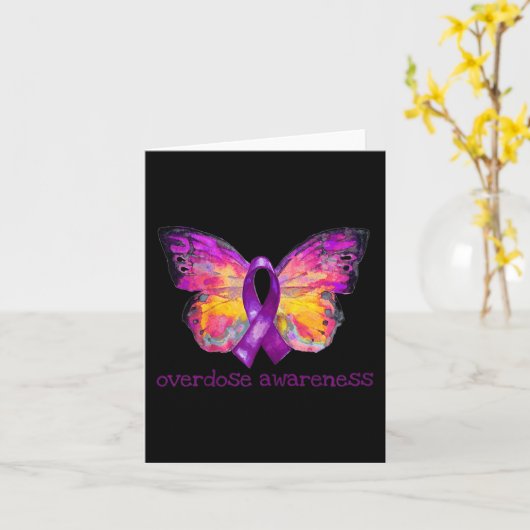 Overdosis Bewustzijn Paarse Lint Vlinder Rouw L Kaart (Gele Bloem)