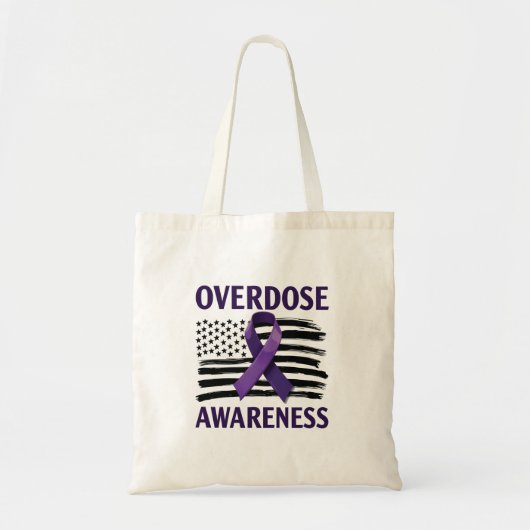 Overdosis Bewustzijns Maand Amerikaanse Vlag Lint Tote Bag (Voorkant)
