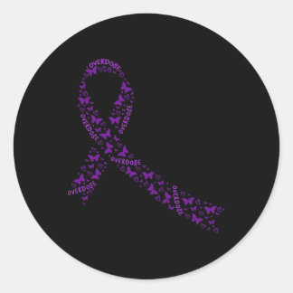 Overdosis bewustzijnslint Paarse drugsverslaving H Ronde Sticker