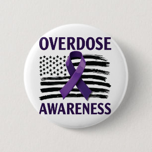 Overdosis Bewustzijnsmaand Amerikaanse Vlaglint Ronde Button 5,7 Cm