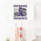 Overdosis Bewustzijnsmaand Amerikaanse Vlaglint Spandoek (Insitu)