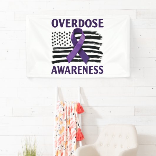 Overdosis Bewustzijnsmaand Amerikaanse Vlaglint Spandoek (Insitu)