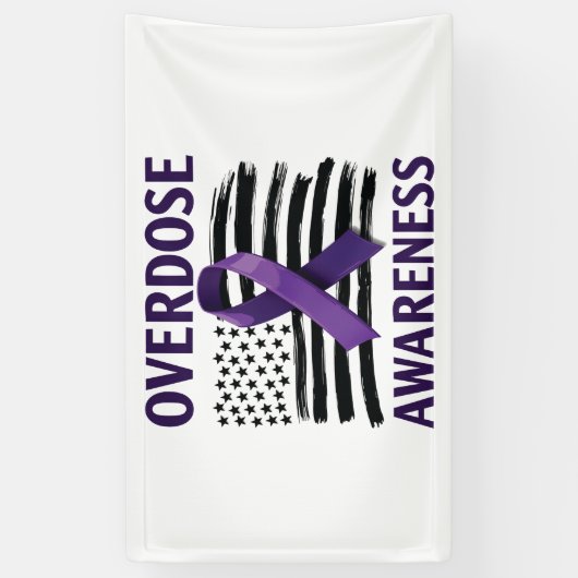 Overdosis Bewustzijnsmaand Amerikaanse Vlaglint Spandoek (Verticaal)