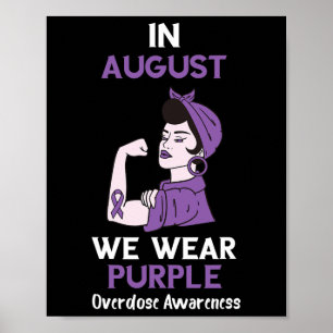 Overdosis Bewustzijnsmaand in augustus paarse lint Poster