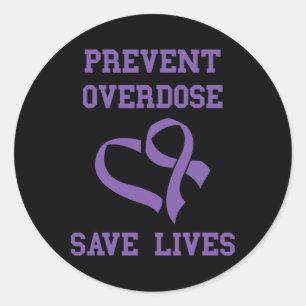 Overdosis Bewustzijnsmaand Voorkom Overdosis Paars Ronde Sticker