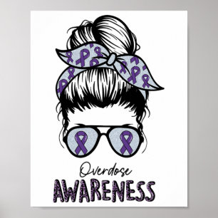Overdosis bewustzijnsshirt paarse lint drugsversla poster