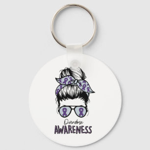 Overdosis bewustzijnsshirt paarse lint drugsversla sleutelhanger