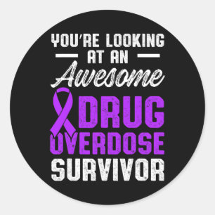 Overdosis drugs Awareness Warrior Survivor 55 Ronde Sticker