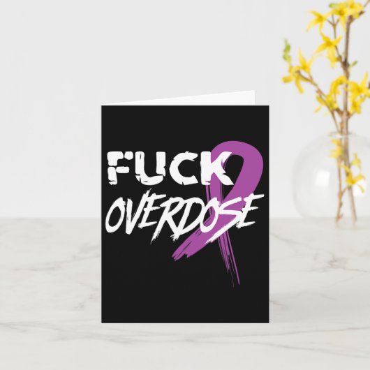 Overdosis Drugsverslaving Bewustzijn Paarse lint Kaart (Gele Bloem)