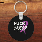 Overdosis Drugsverslaving Bewustzijn Paarse lint Sleutelhanger (Voorkant)