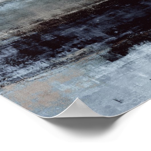 'Overdreven' blauwe Abstracte kunstschilderijen Poster (Hoek)