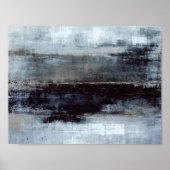 'Overdreven' blauwe Abstracte kunstschilderijen Poster (Voorkant)